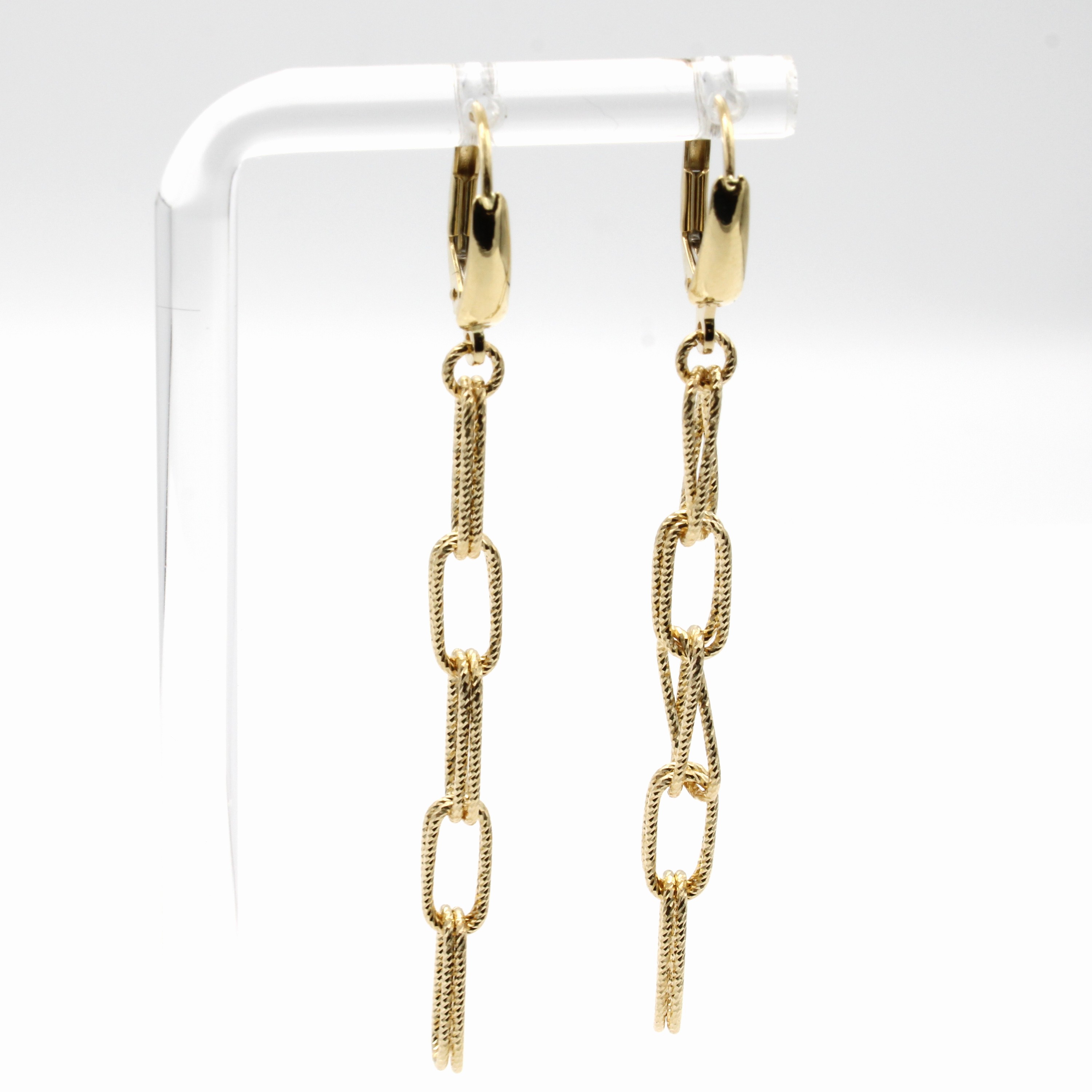 Image 27055213 - Paar Ohrgehänge, GG 585/000, ovale Glieder, strukturiert