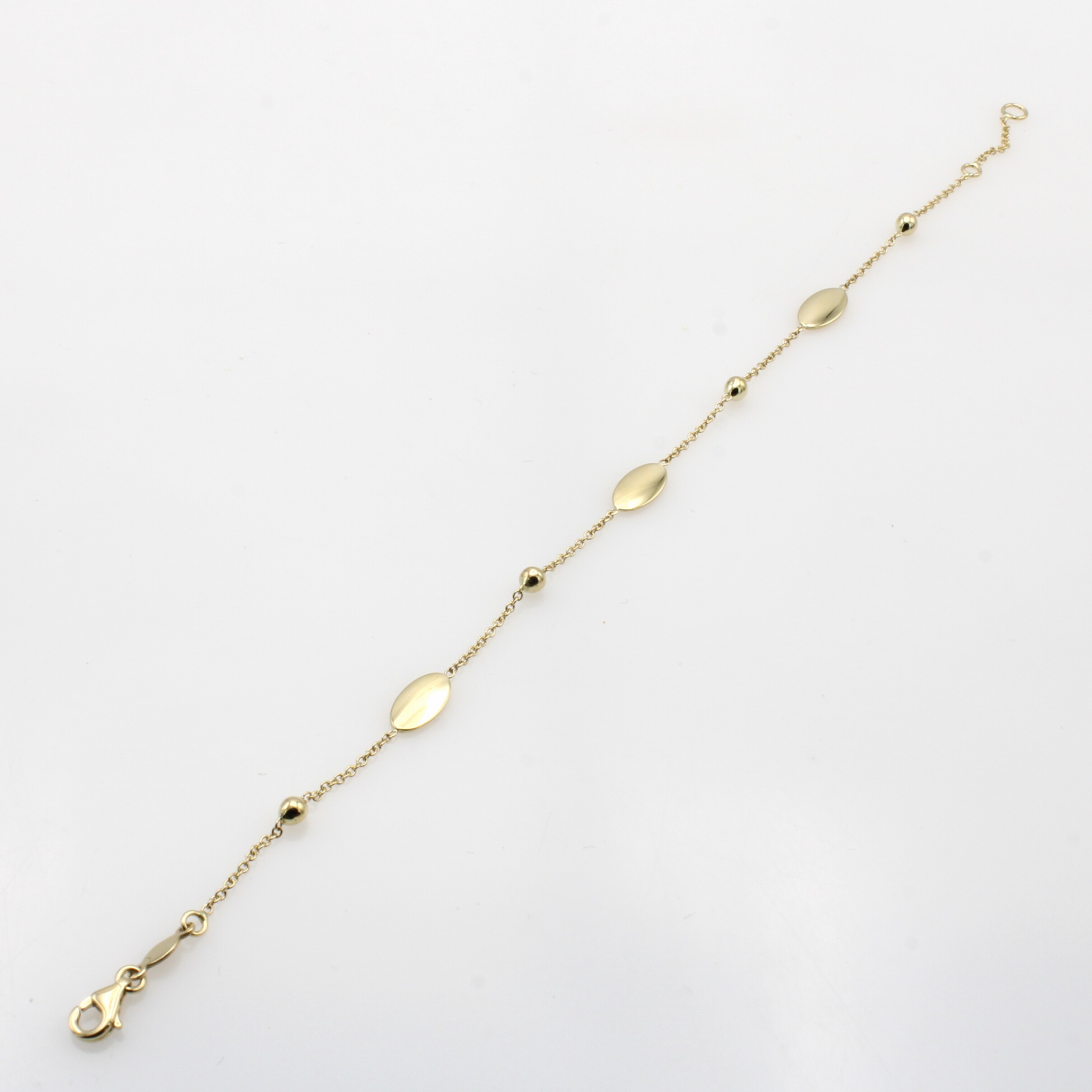 Image 27055225 - Armband, GG 585/000, m. kl. Kügelchen u. Goldplatten, in L. ca. 18 u. 20 cm tragbar