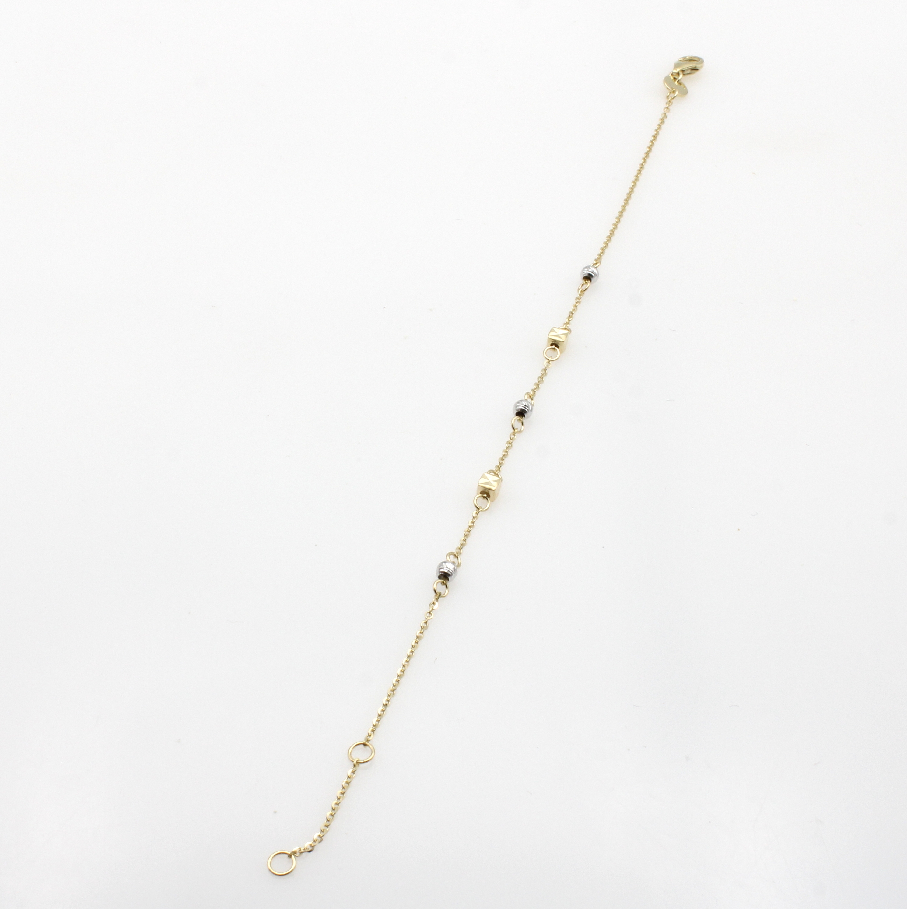 Image 27055232 - Armband, GG/WG 585/000, fac. Kügelchen u. Würfel, strukturiert, in L. ca. 17 u. 19 cm ...