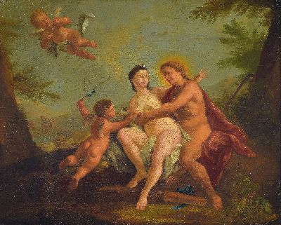 Image Unbekannter Maler, wohl Frankreich, um 1700, Paris und Venus, Öl/Lwd, doubliert und ...