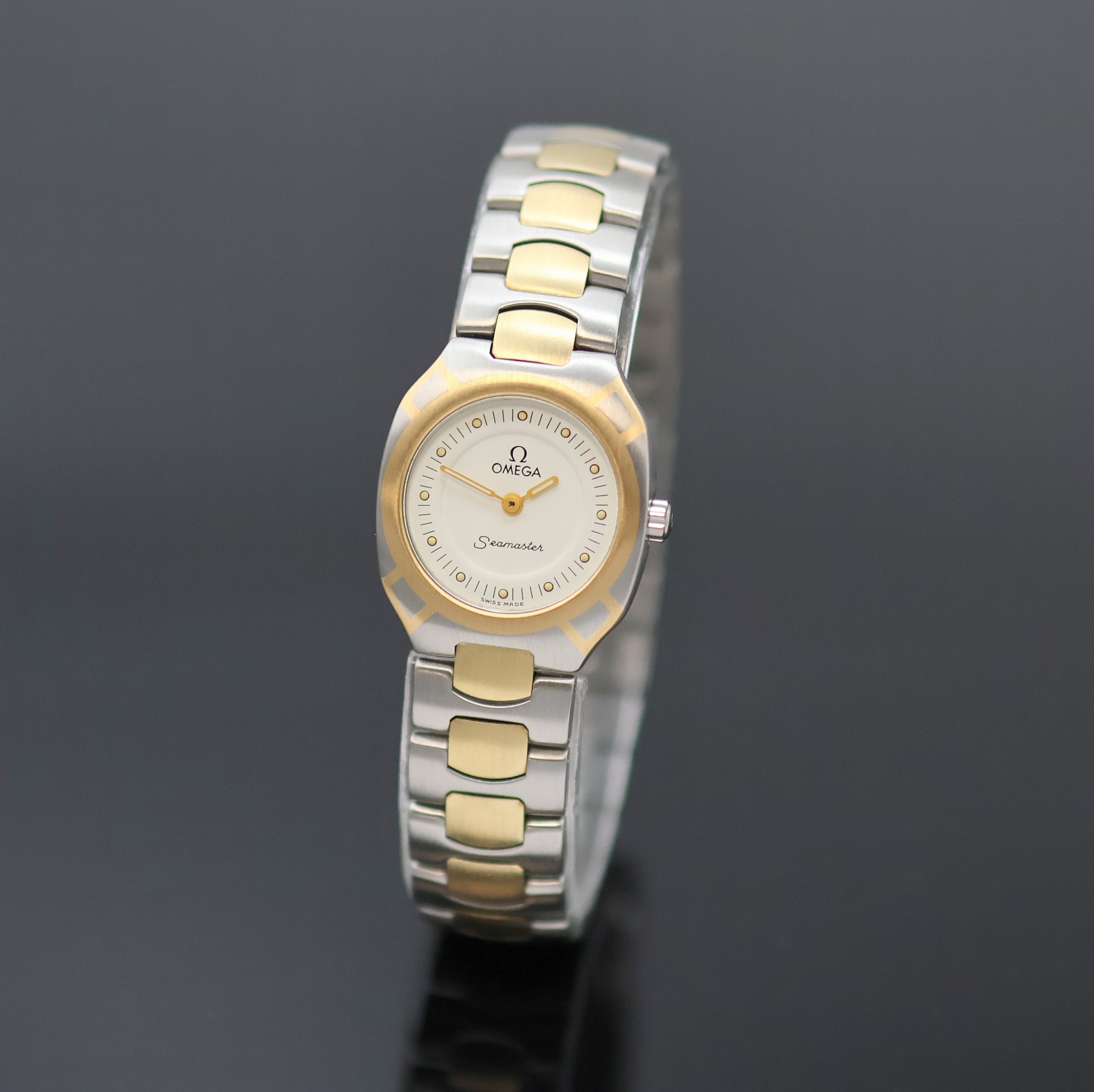 Image 27055562 - OMEGA Damenarmbanduhr Seamaster Polaris Referenz 795.1022, quarz, goldintarsiertes ...