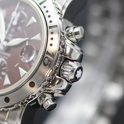 27055556c - MONTBLANC Herrenarmbanduhr mit Chronograph Referenz 7034, Automatik, Edelstahlgeh. inkl. ...