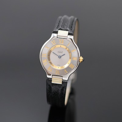 Image CARTIER Linie 21 wristwatch reference 1340, quartz, partial gold-plated stainless steel ...
