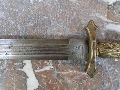 27055992b - Schwert, Kaiserreich Abessinien, wohl ausgehendes 18.Jh., gekehlte Stahlklinge, Kehlung ...