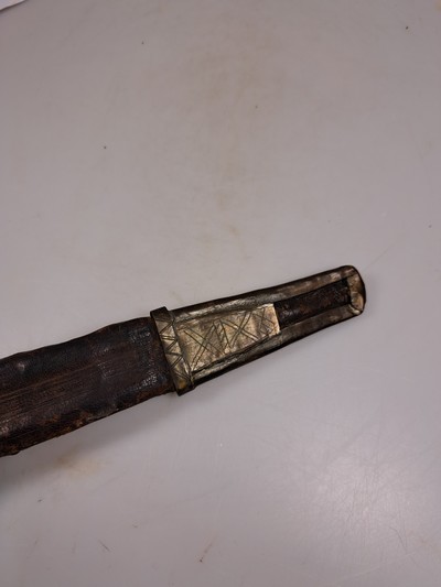 27056005d - Schwert, Tuareg/Fulbe, Nordafrika, 19.Jh., gekehlte Stahlklinge, rostig, Eisen- und ...