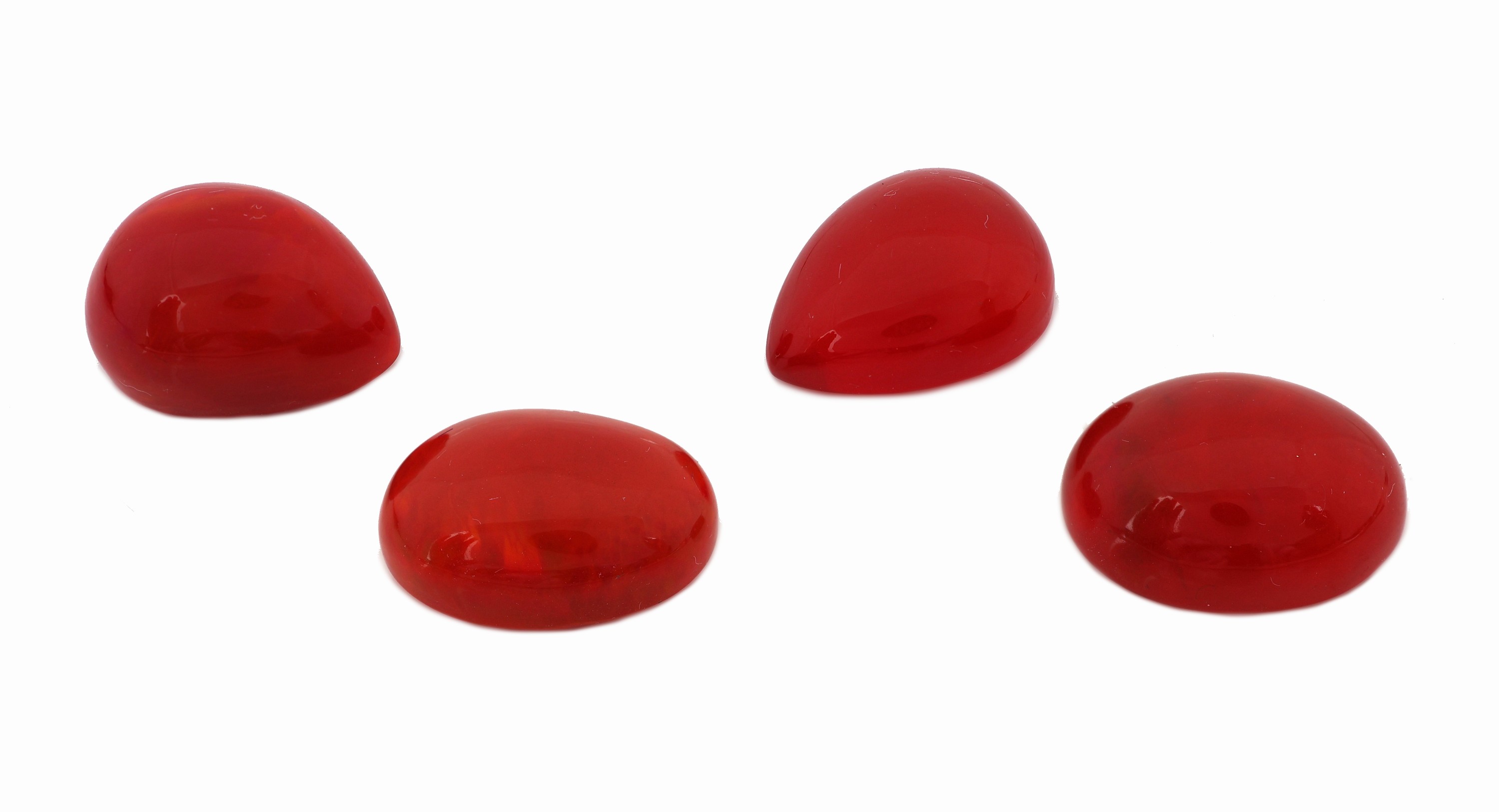 Image 27056603 - Konvolut 4 lose Opal-Cabochons, zus. ca. 40.7 ct, 2 x tropfenf. 2 x oval, Red Multi Fire, ...