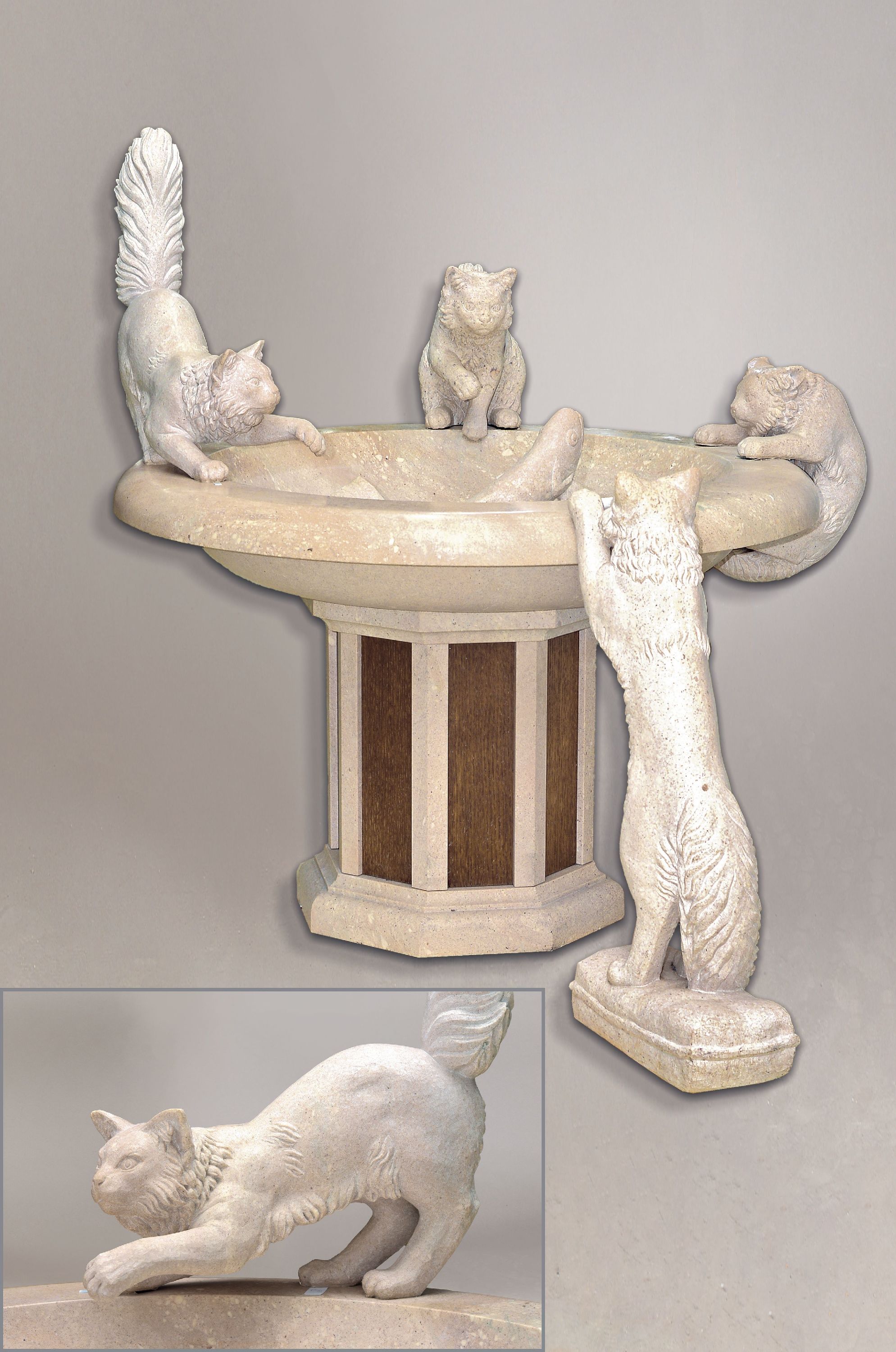 Image 27056605 - Großes Wasserbecken / Brunnen mit vier vollplastischen Katzenfiguren, Wolfgang ...