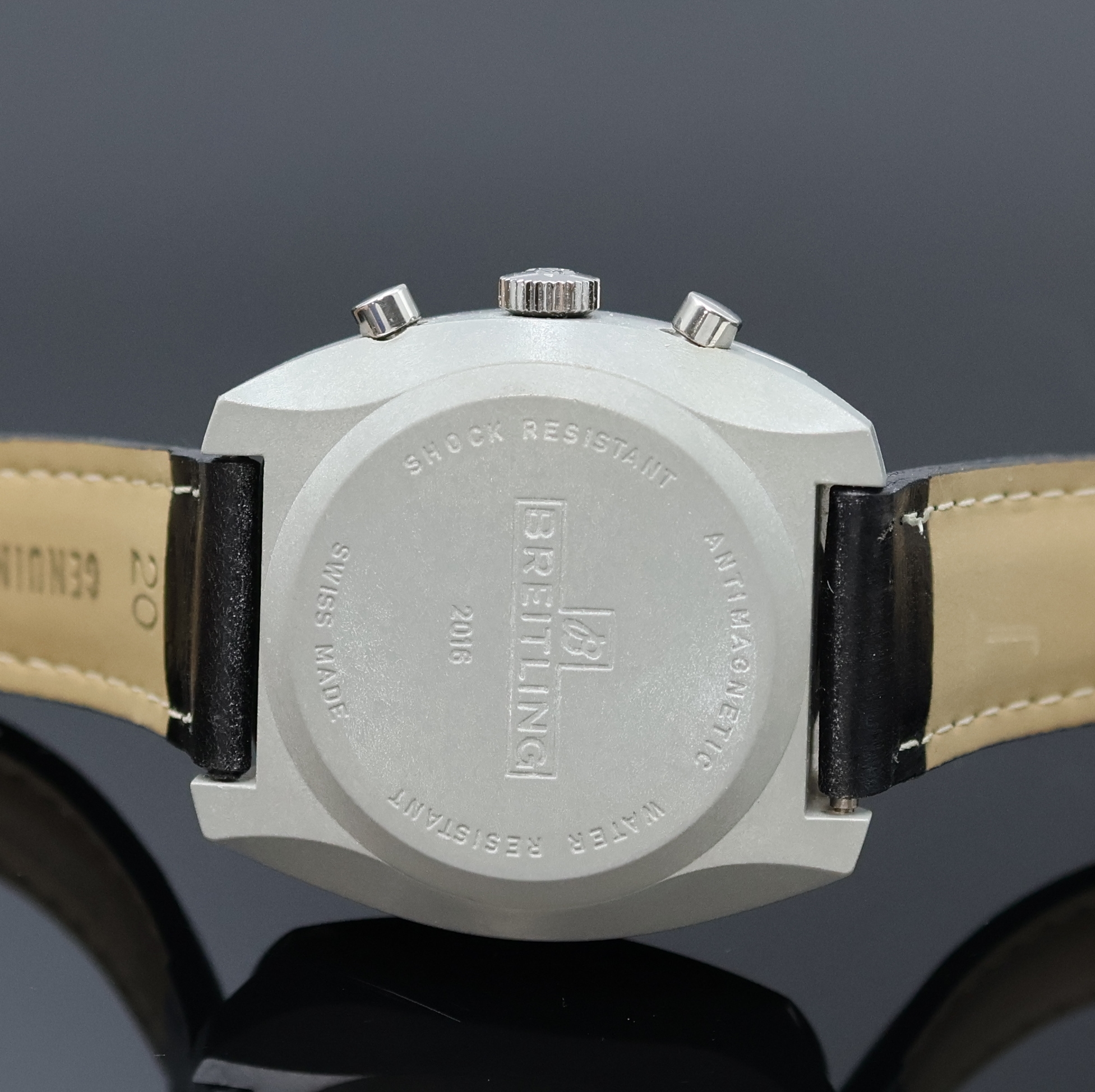 Detail c: BREITLING Sprint seltener Armbandchronograph Referenz 2016, Schweiz um 1970, Handaufzug, Kunstharz-Geh., oranges Ziffebl. m. aufges. Std.-Ind., ...