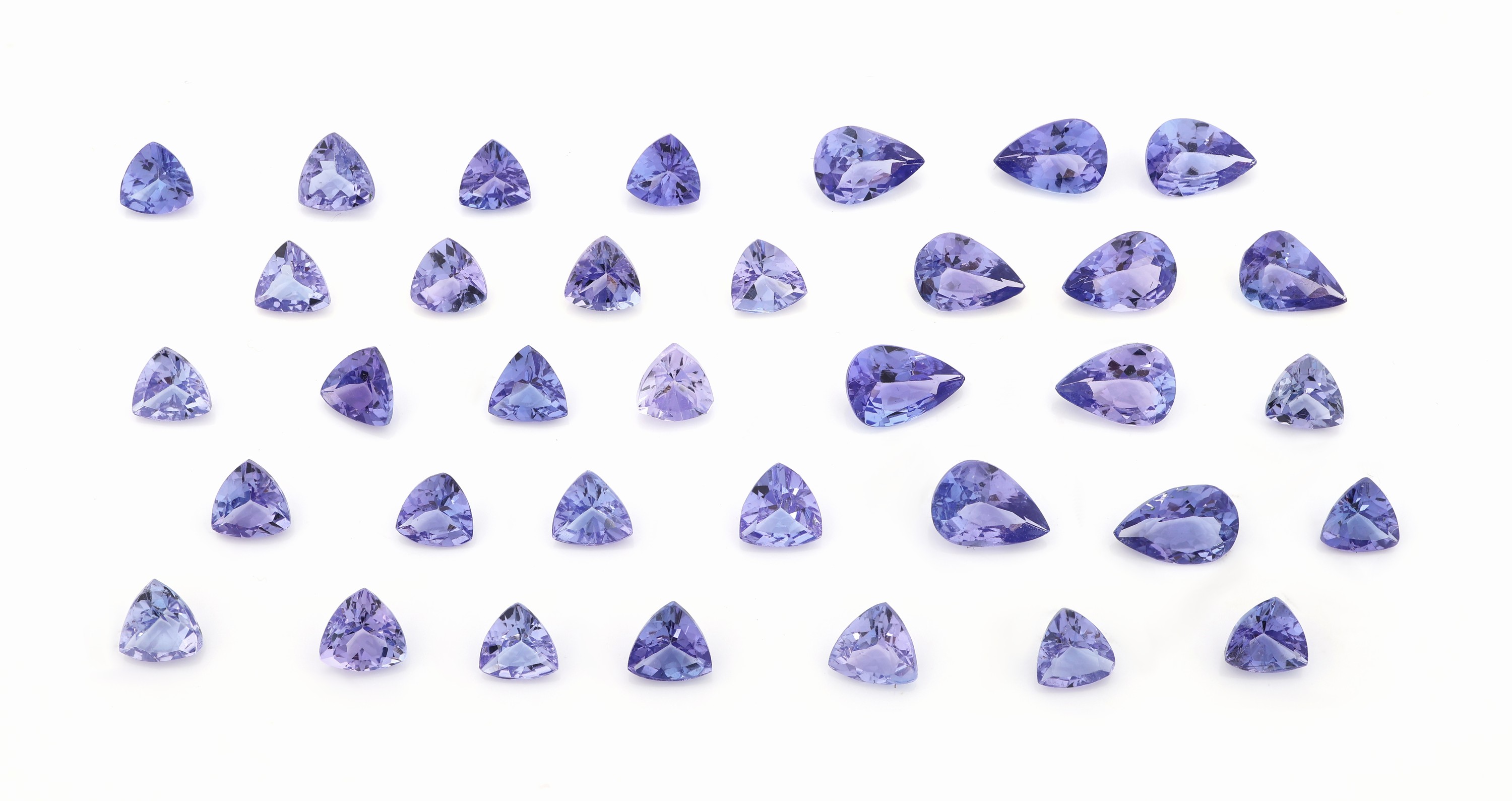 Image 27056697 - Konvolut lose Tansanite, zus. ca. 14.5 ct, Trillion-Cut, Tropfenschliff, in versch. ...
