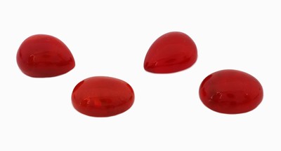Image Konvolut 4 lose Opal-Cabochons, zus. ca. 40.7 ct, 2 x tropfenf. 2 x oval, Red Multi Fire, ...