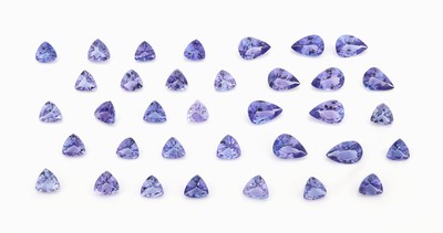 Image Konvolut lose Tansanite, zus. ca. 14.5 ct, Trillion-Cut, Tropfenschliff, in versch. ...