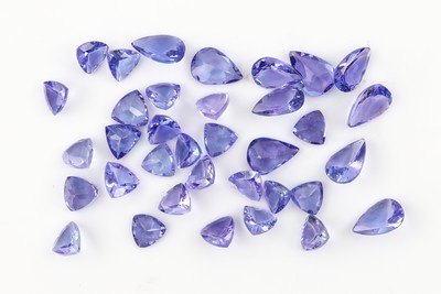 27056697a - Konvolut lose Tansanite, zus. ca. 14.5 ct, Trillion-Cut, Tropfenschliff, in versch. ...