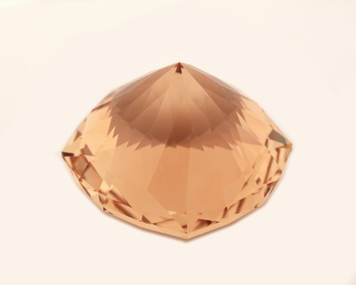 27056698b - Loser Imperial Topas, ca. 174.1 ct, Cushion Cut, Light Reddish Orange, ca. 36.2 x 36.2 ...