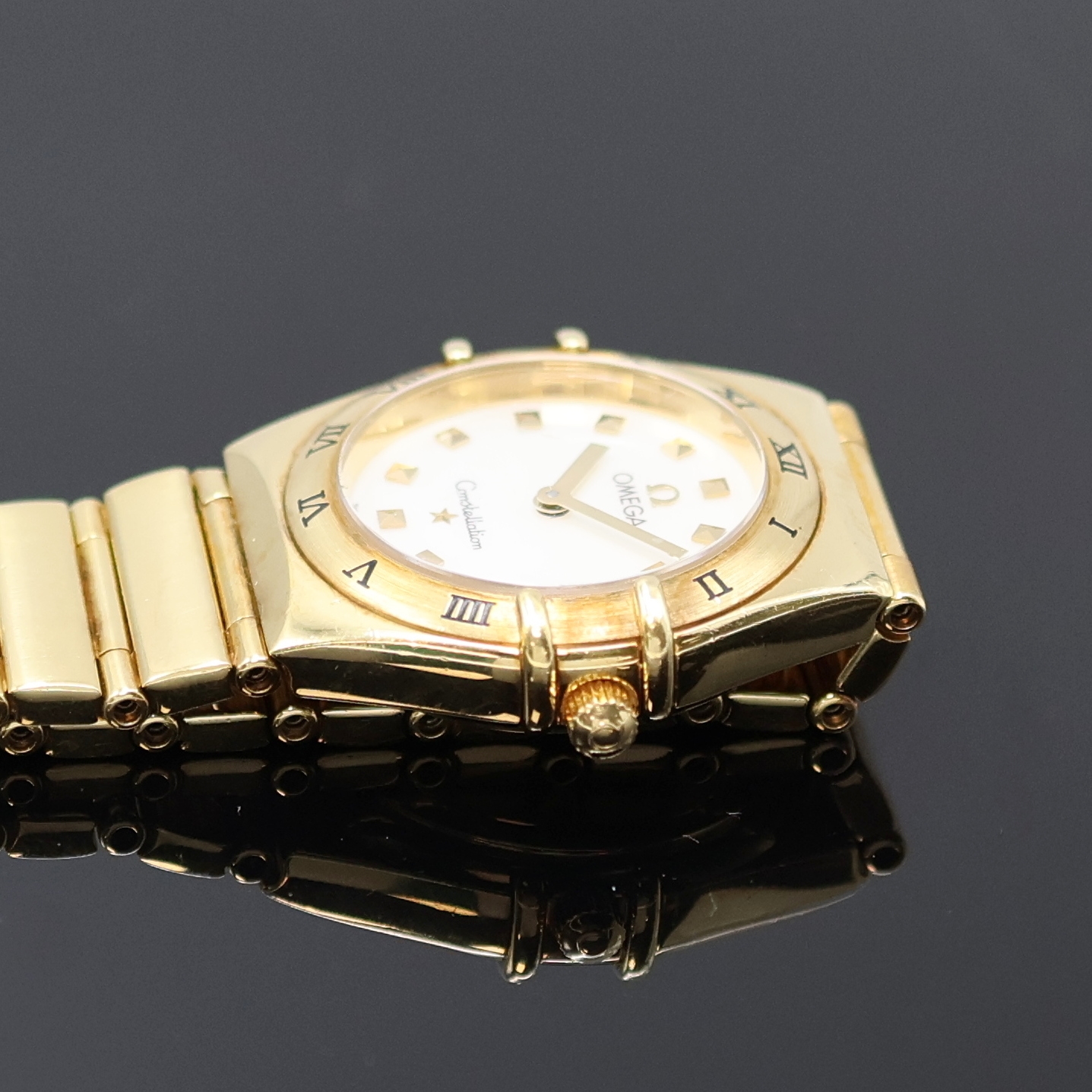 Detail d: OMEGA Damenarmbanduhr Modellserie Constellation "My Choice" Referenz 795.1241, Schweiz um 2000, quarz, GG 750/000 inkl. Gliederband m. ...