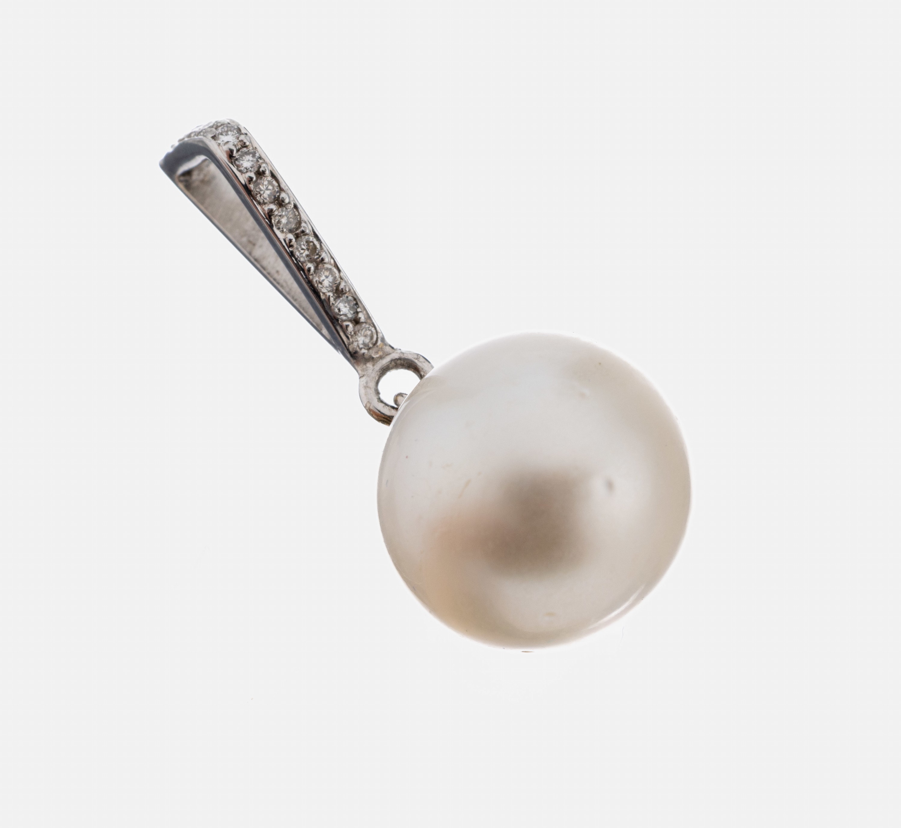 Image 27056721 - 18 kt Gold Perl-Brillant-Anhänger, WG 750/000, weiße Südseezuchtperle, D. ca. 14.1 ...