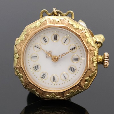 27056715a - Feine Damen-Anhängeuhr aus Taschenuhr an Brosche, Frankreich/Schweiz um 1900, reich ...