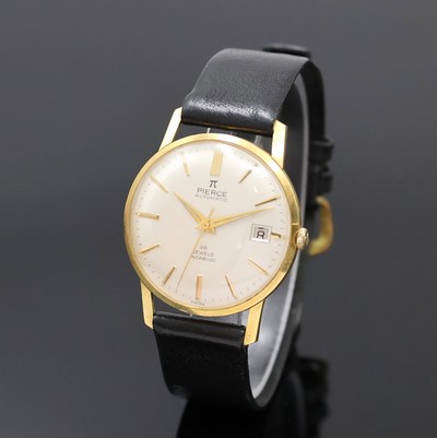 27056716a - PIERCE Herrenarmbanduhr in GG 750/000, Automatik, Schweiz um 1965, 3-teil. Goldgeh., ...
