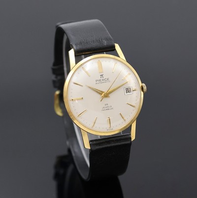 27056716b - PIERCE Herrenarmbanduhr in GG 750/000, Automatik, Schweiz um 1965, 3-teil. Goldgeh., ...