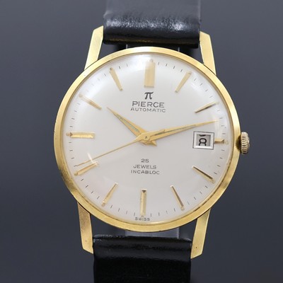 27056716c - PIERCE Herrenarmbanduhr in GG 750/000, Automatik, Schweiz um 1965, 3-teil. Goldgeh., ...