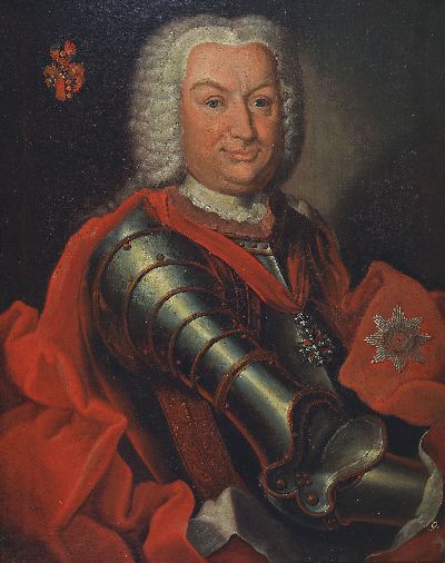 Image Unbekannter Künstler des 18. Jh., Porträt eines Mannes in Rüstung mit rotem Mantel, ...