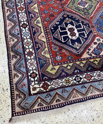 27057094g - Yalameh, Persien, Mitte 20.Jhd., Wolle auf Wolle, ca. 407 x 325 cm, EHZ: 2-3 ...