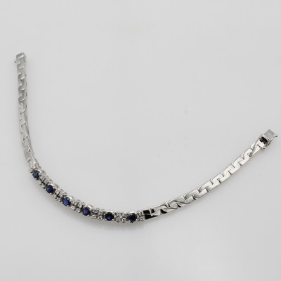 27057095a - Armband mit Brillanten und Saphiren, WG 750/000, 24 Brill. zus. ca. 0.30 ct feines ...