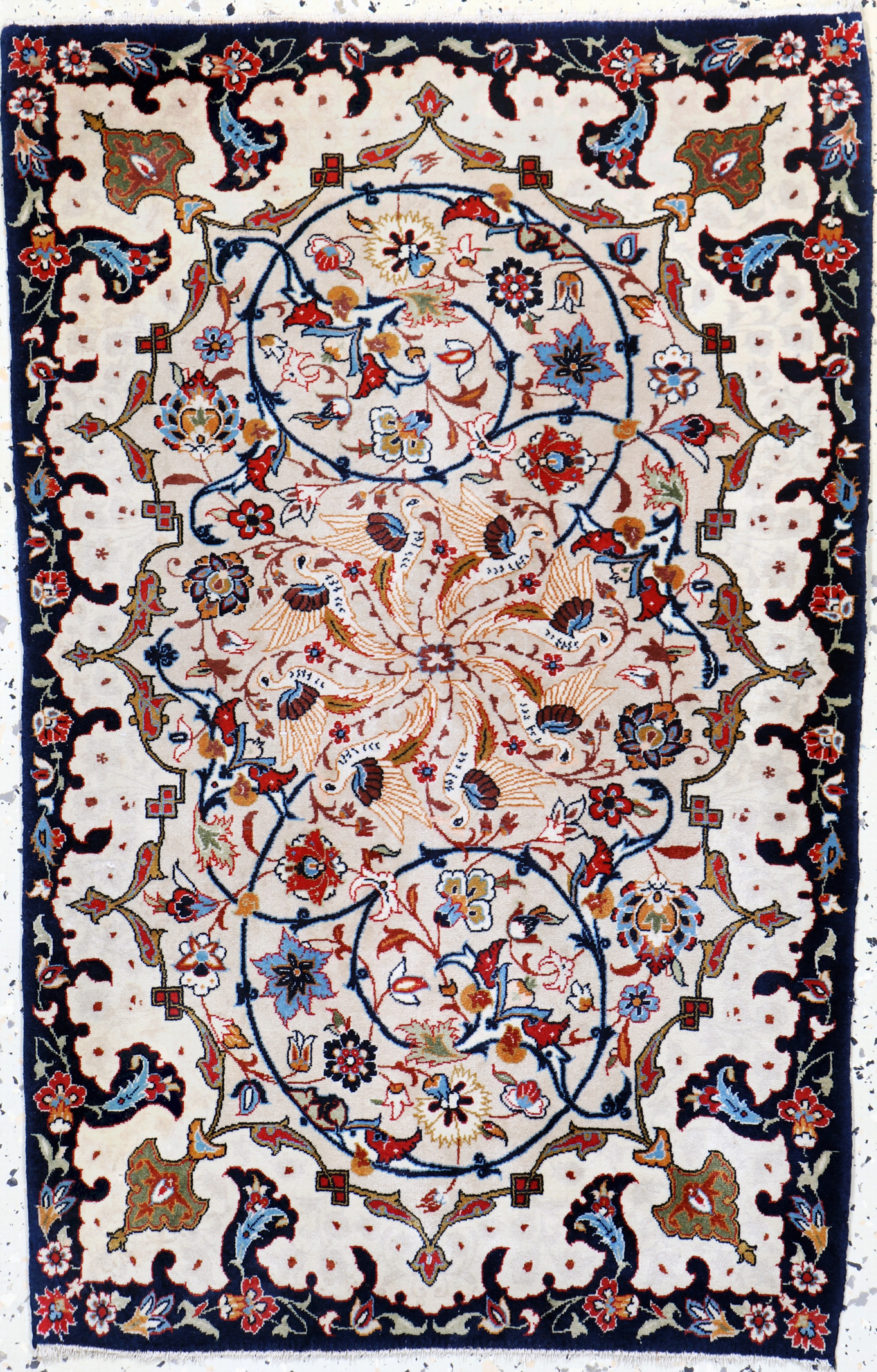 Image 27057109 - Isfahan fine, Persia, mid-20th century, corkwool on silk, approx. 86 x 56 cm, approx. 1.0 ...