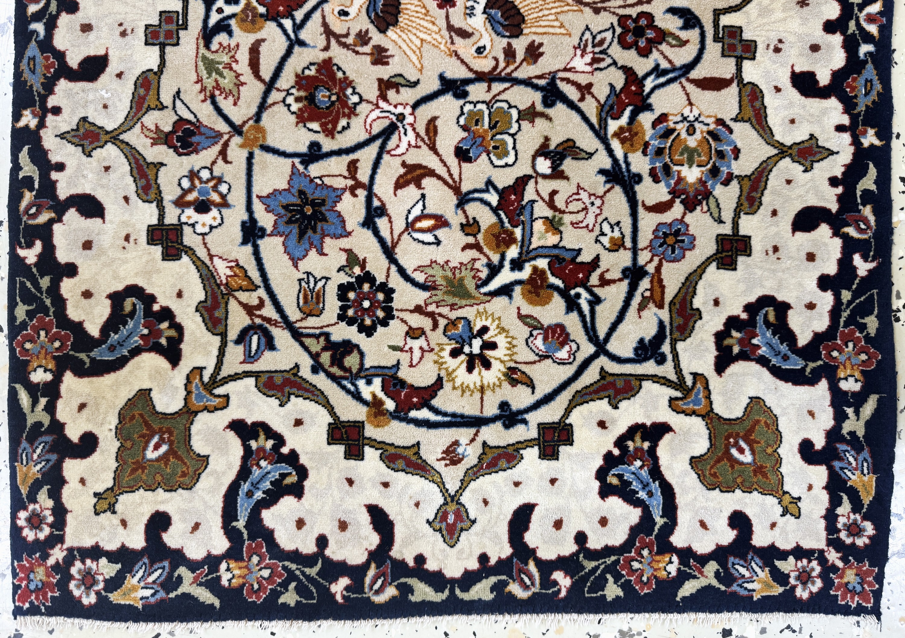 Detail b: Esfahan fein, Persien, Mitte 20.Jhd, Korkwolle auf Seide, ca. 86 x 56 cm, ca. 1,0 Mio. Kn/qm, EHZ: 2
