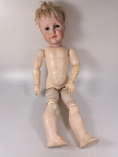 27057112e - Porzellankopfpuppe, Kämmer & Reinhard, 114, um 1909, braune Schlafaugen, geschlossener ...