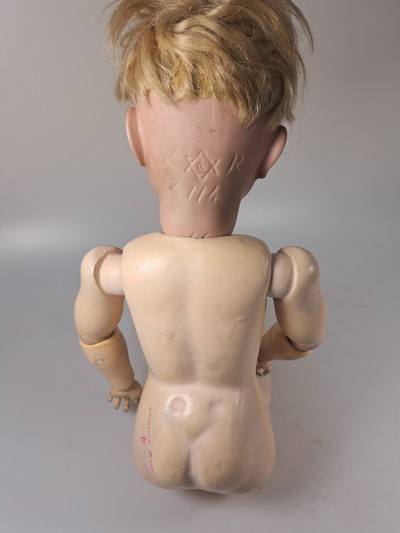 27057112g - Porzellankopfpuppe, Kämmer & Reinhard, 114, um 1909, braune Schlafaugen, geschlossener ...