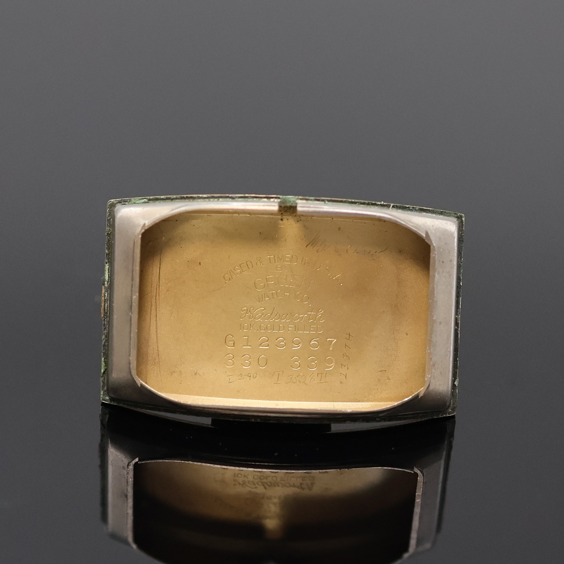 Detail f: GRUEN Curvex Precision Gold filled Armbanduhr, Schweiz für USA um 1940, Handaufzug, in sich gewölbtes Geh., neutr. Goldfilled Band, Boden aufgedr., ...