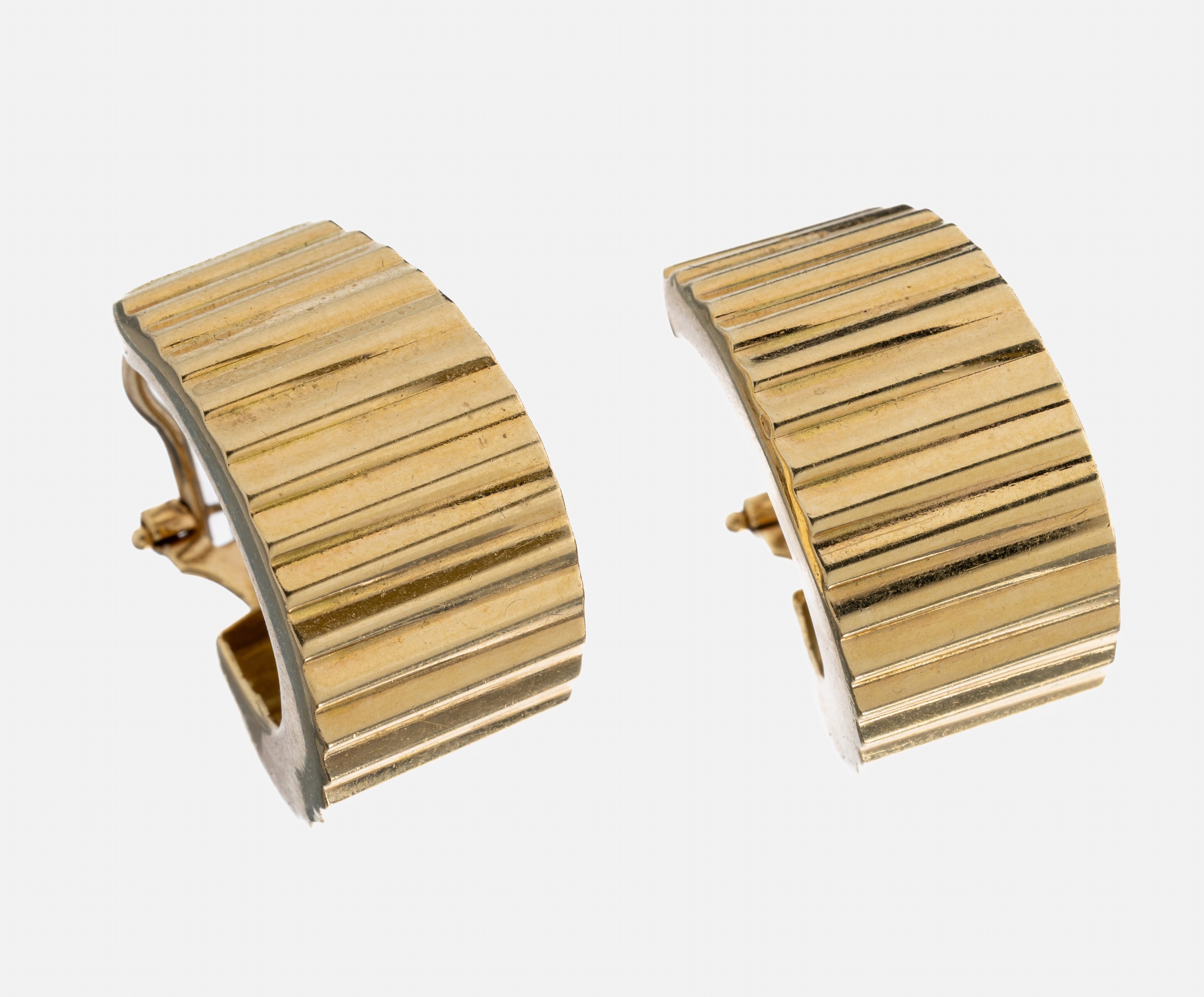 Image 27057368 - Paar 14 kt Gold Ohrcreolen, GG 585/000, Rillendekor, ca. 12.3 g