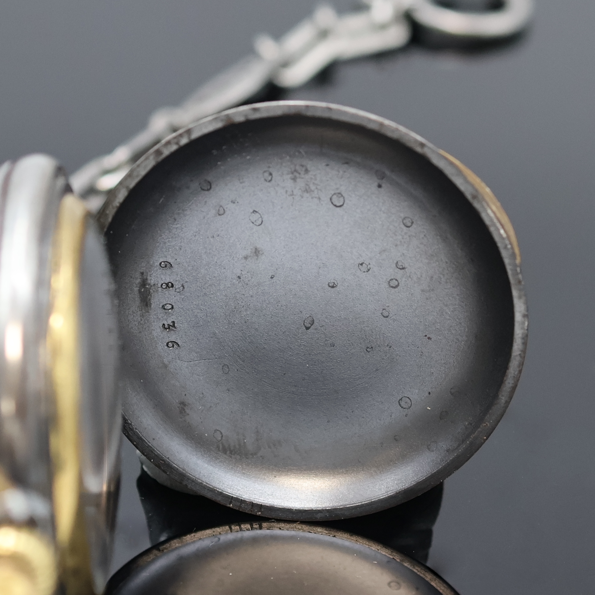 Detail g: HEBDOMAS 8 Tage Taschenuhr sowie eine Savonette mit Kalender, Schweiz/England um 1910/1915, 1.) Hebdomas im englischen Sterlingsilber Geh. (dell.), ...