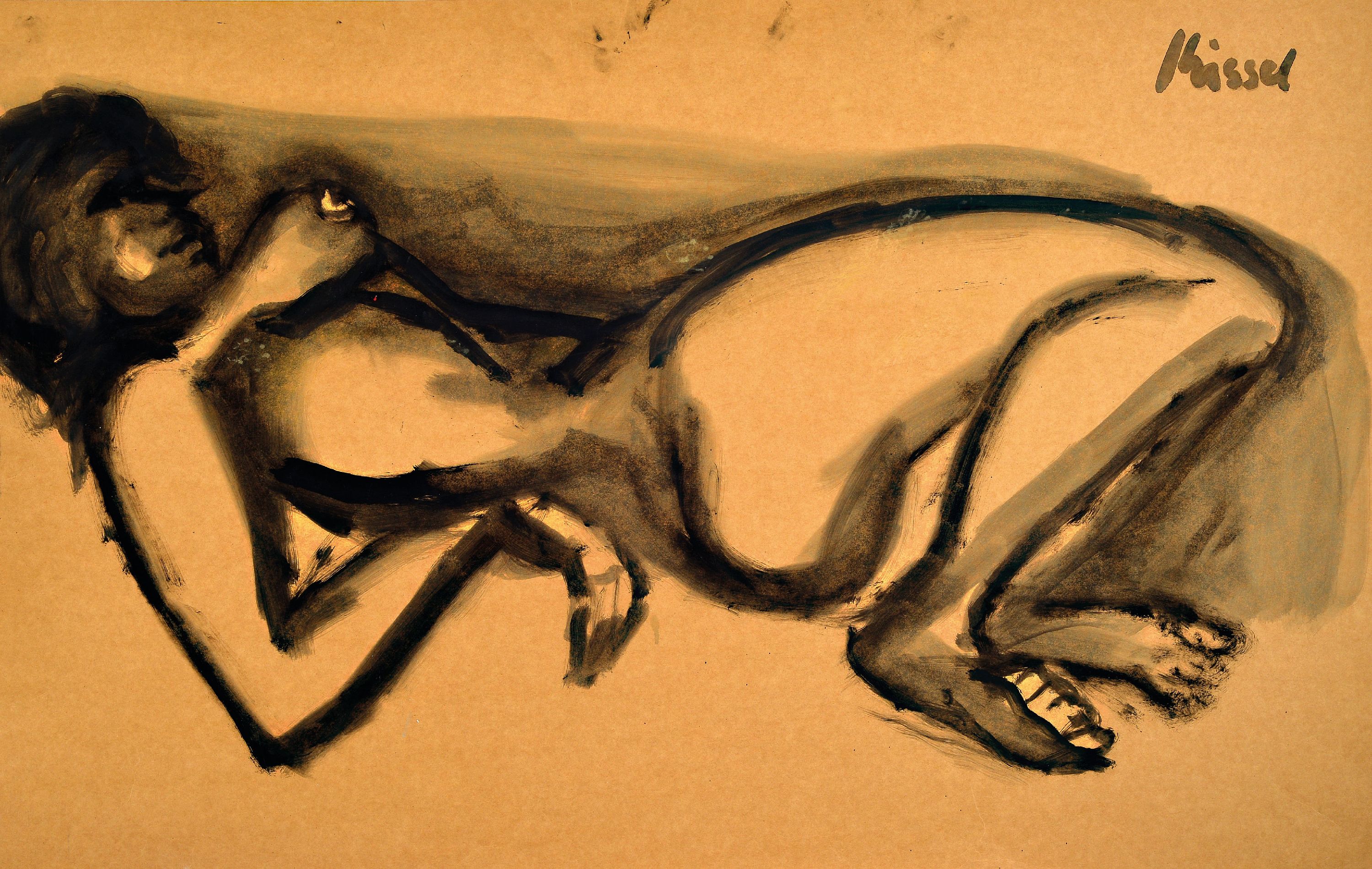 Gernot Kissel, 1939 Worms-2008 Römerberg, 3 Arbeiten, weibliche Akte, Tusche auf Pappe, jehandsigniert, ungerahmt, je ca. 80x100 cm
