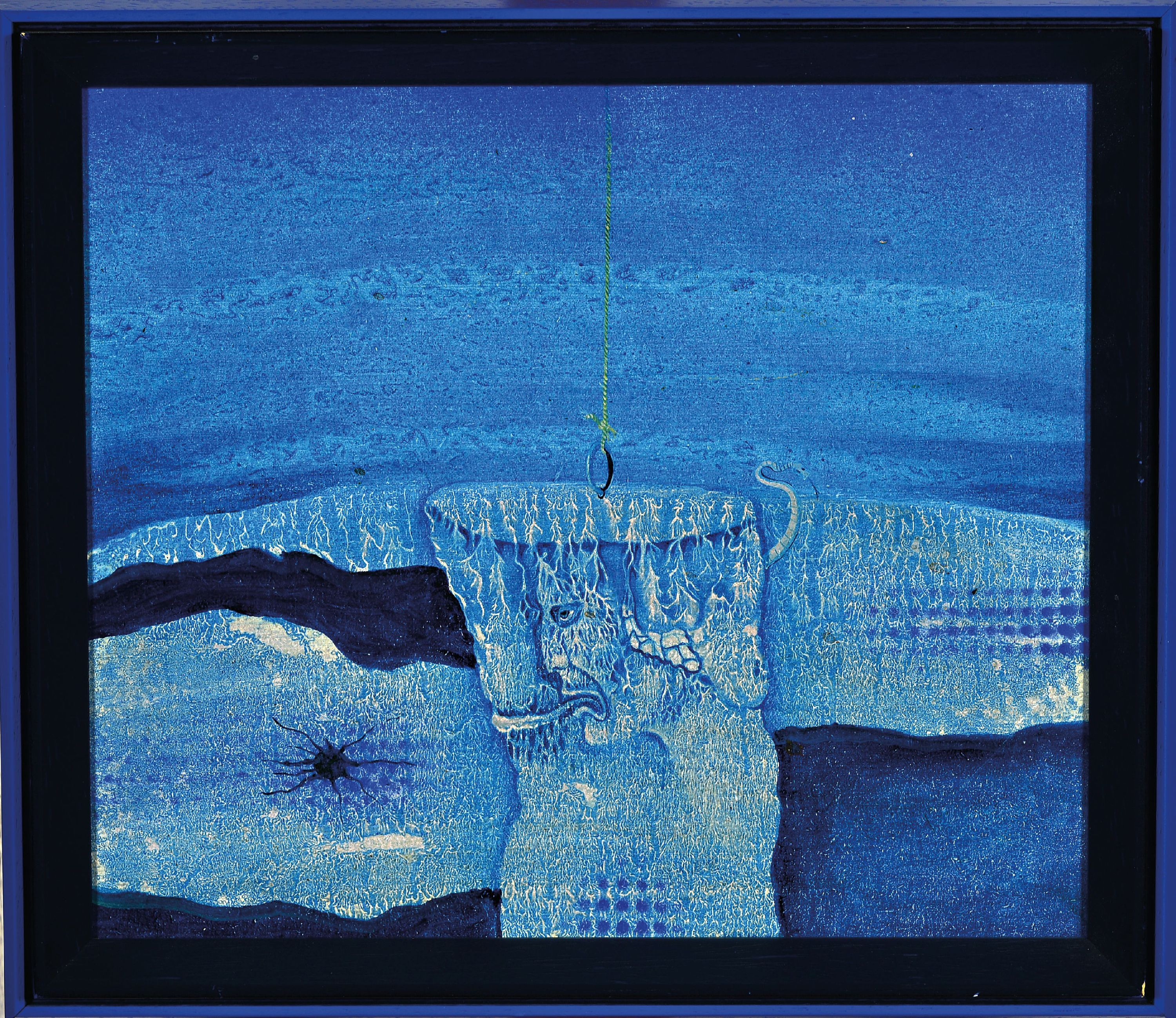 Detail k: Werner Holz, 1948 Grünstadt-1991 Ludwigshafen , "Stein der Weisen", Öl/Holzplatte, verso signiert und datiert 1975, 28x32 cm, Rahmen ...
