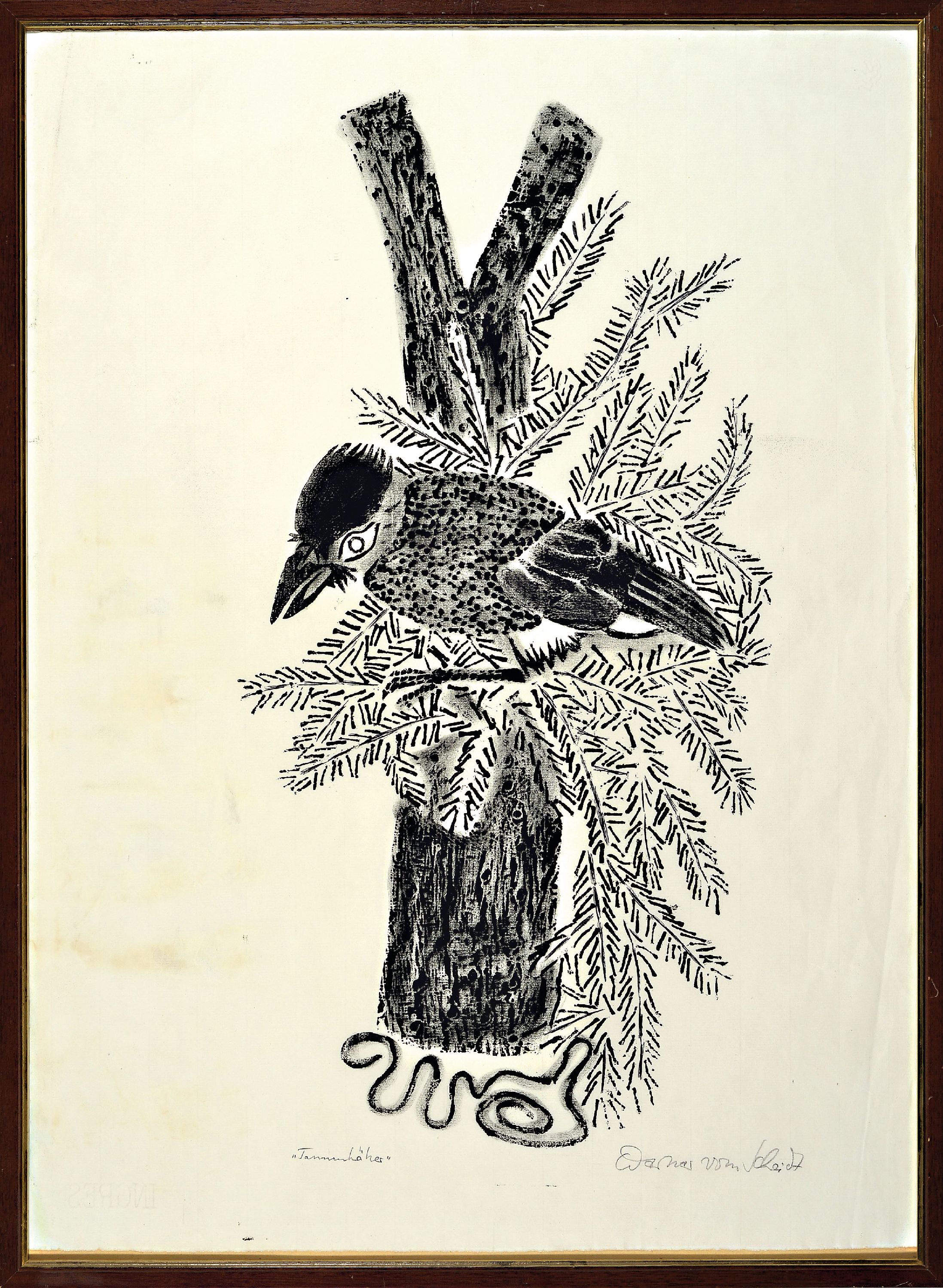 Detail l: Werner vom Scheidt, 1894 Großblittersdorf-1984Bad Berzabern, 2 Holzschnitte mit Vogelmotiven, 1x bez. "Tannenhölzer", je handsigniert, ...