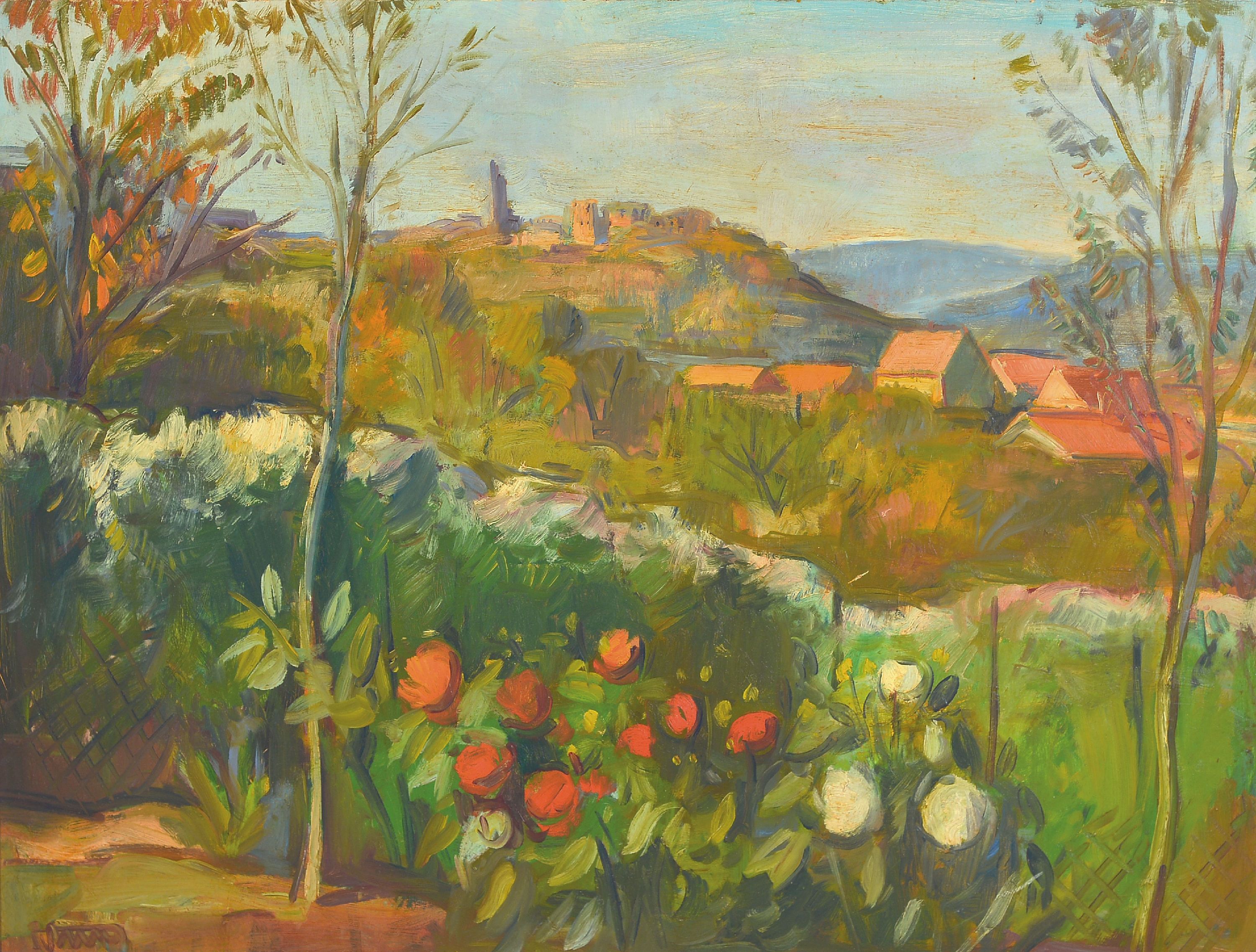 Image 27057489 - Erich Schug, 1906 Ludwigshafen-1982 Bad Dürkheim, Kulturlandschaft mit Blick aufdie ...