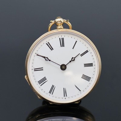 27057426b - 2 Offene Taschenuhren in GG 585/000, Schweiz um 1890/1910, 1x Schlüsselaufzug, teils ...