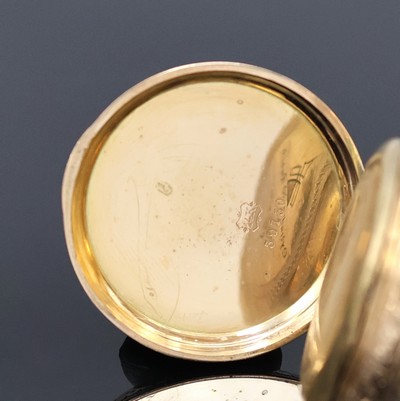 27057426j - 2 Offene Taschenuhren in GG 585/000, Schweiz um 1890/1910, 1x Schlüsselaufzug, teils ...