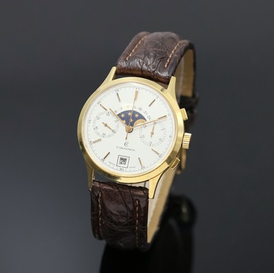 27057427a - CHRONOSWISS Herrenchronograph mit Mondphase in GG 750/000, Schweiz um 1990, Handaufzug, ...