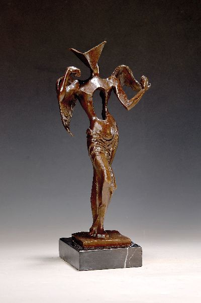 27057486k - Milo, Künstler des 20.Jh., Bronzeplastik, nach Salvador Dalis ´Surrealist Angel´, auf ...