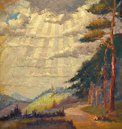 Image Ernst Pfau, 1879 Bad Wimpfen-1965 Bad Dürkheim, atmosphärische Landschaft mit Blick ...