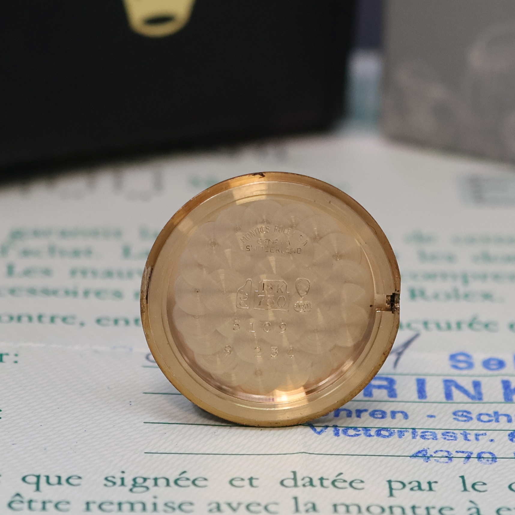 Detail g: ROLEX Cellini Damenarmbanduhr in GG 750/000 Referenz 5109/8, Schweiz verk. lt. beil. Zertifikat 12/1991, Handaufzug, Boden aufgedr., Rolex Lederband ...