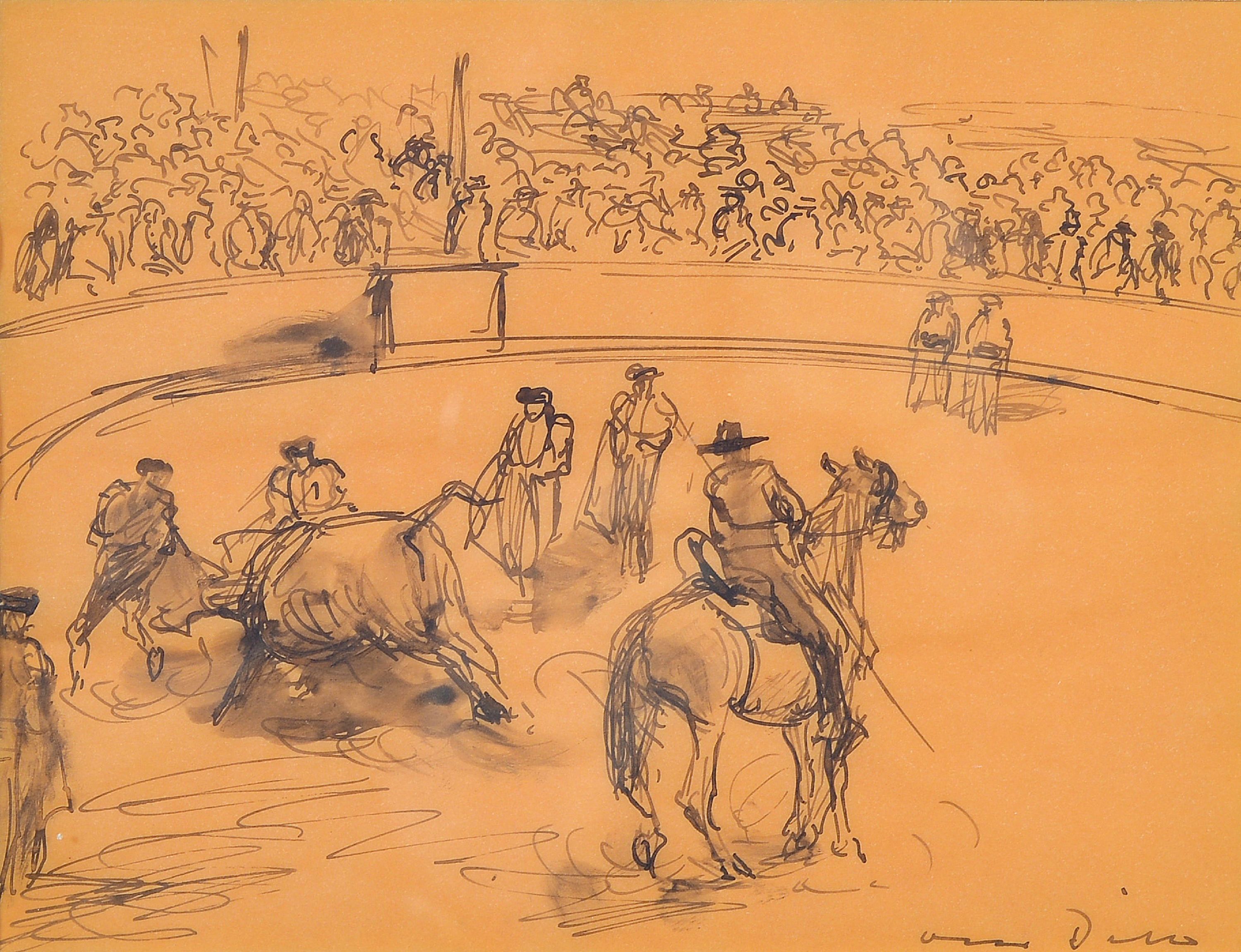 Image 27057843 - Otto Dill, 1884 Neustadt-1957 Bad Dürkheim, Zeichnung, Stierkampfarena, Tusche auf ...