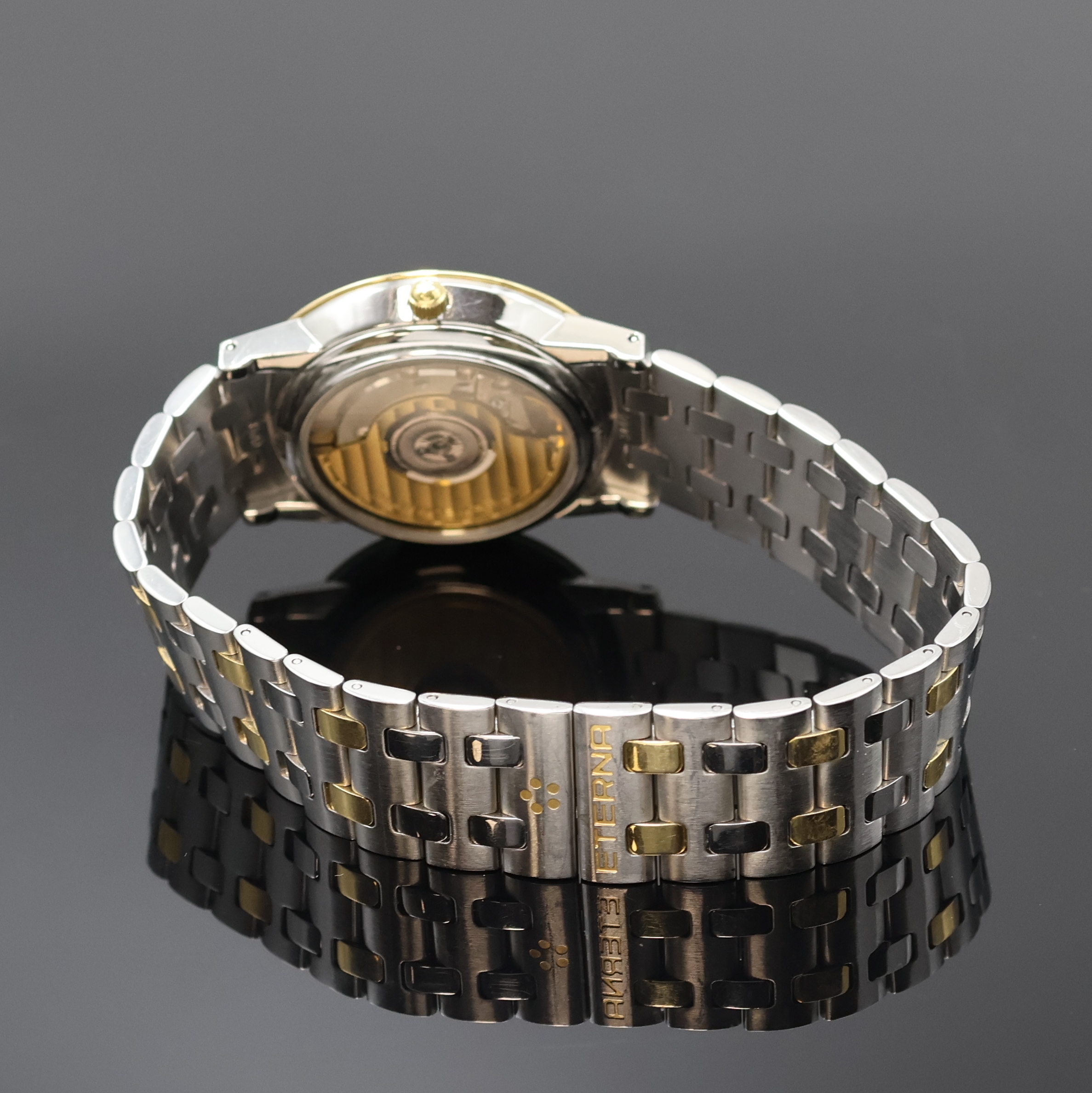 Detail b: ETERNA 1856 Armbanduhr Referenz 3400.47, Automatik, Schweiz um 1990, beids. vergl., z. T. verg. Edelstahlgeh. inkl. Gliederband m. dopp. Faltschl., ...