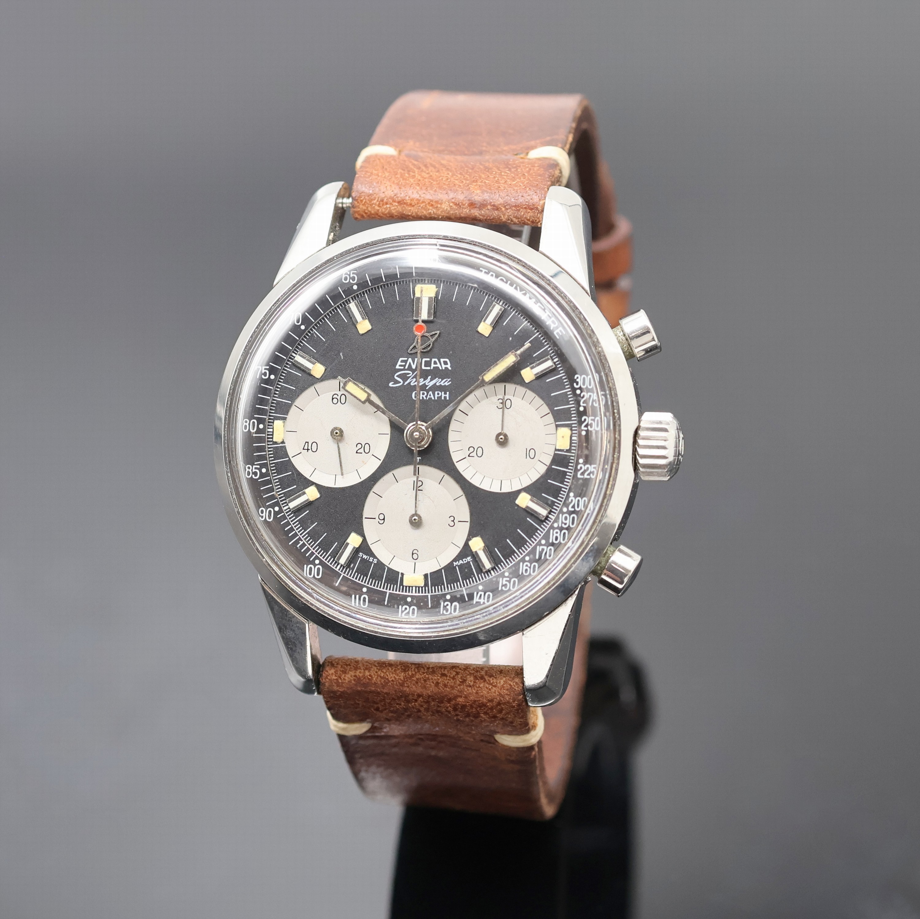 Image 27057888 - ENICAR Sherpa Graph großer Schaltradchronograph Valjoux 72 in Stahl, Schweiz um 1968, ...