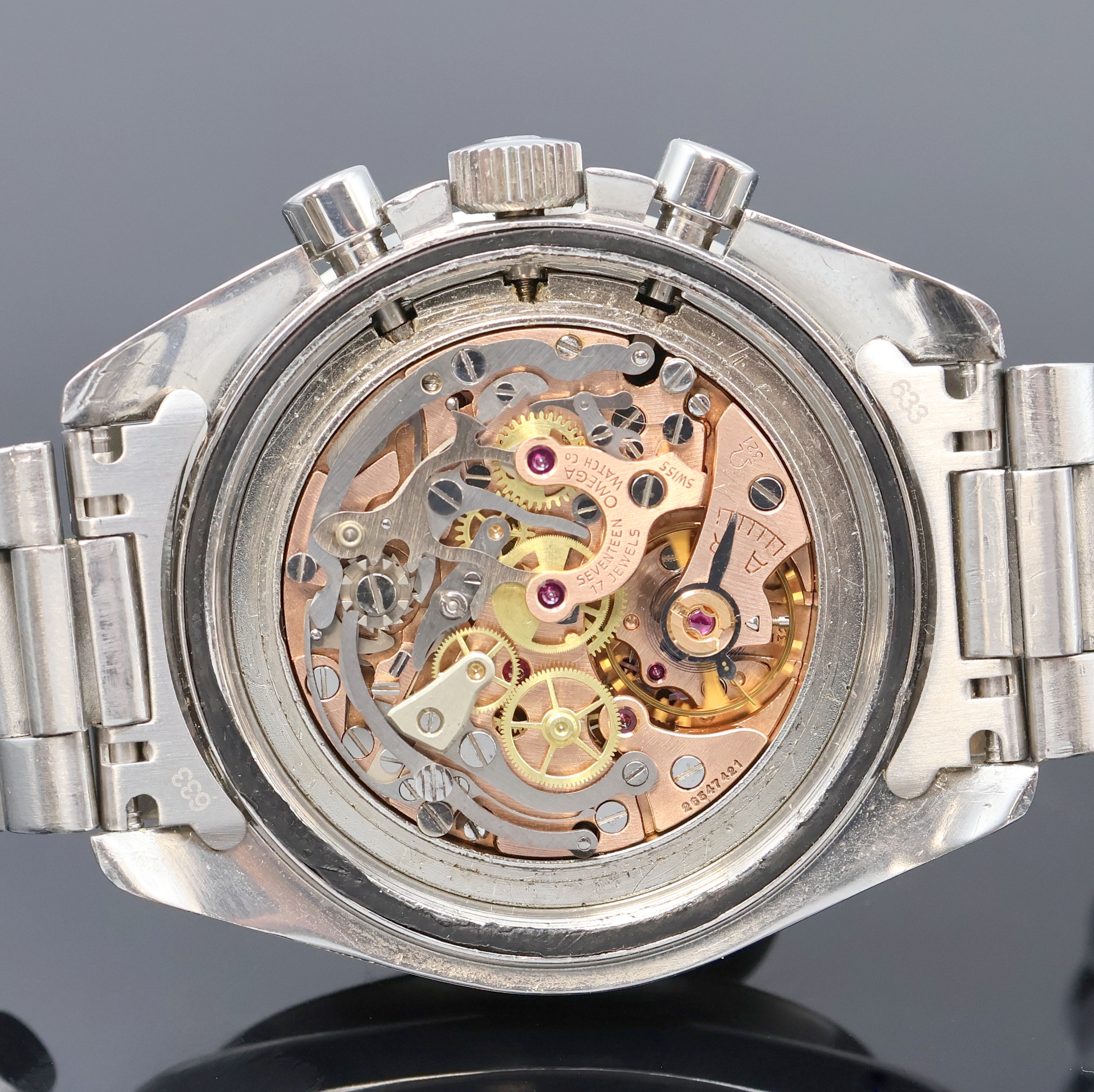 Detail f: OMEGA Speedmaster ikonischer Schaltradchronograph Referenz 145.022-68 St, Schweiz um 1968, Handaufzug, Edelstahlgeh. inkl. orig. Stahlband m. ...