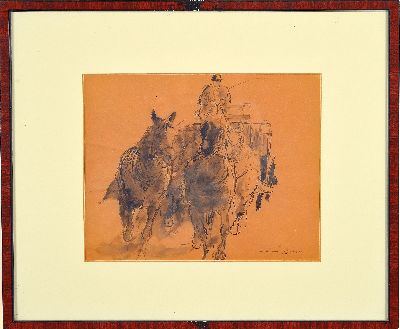 27057844k - Otto Dill, 1884 Neustadt-1957 Bad Dürkheim, Zeichnung, Pferdefuhrwerk, Tusche auf ...