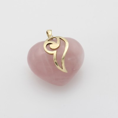 Image Anhänger mit Rosenquarz und Diamant, GG 585/000, herzförmiger Rosenquarz, Diam. ca. ...