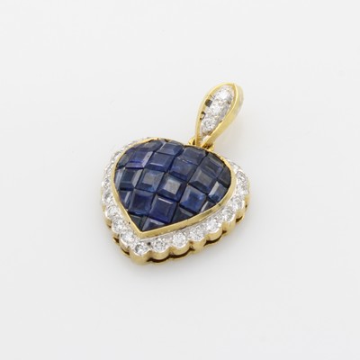 Image Herzanhänger mit Saphiren und Brillanten, GG750/000, Saphircarrées, Brill. zus. ca. ...